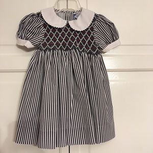 Carriage Boutiques Navy Striped Girls’ Dress